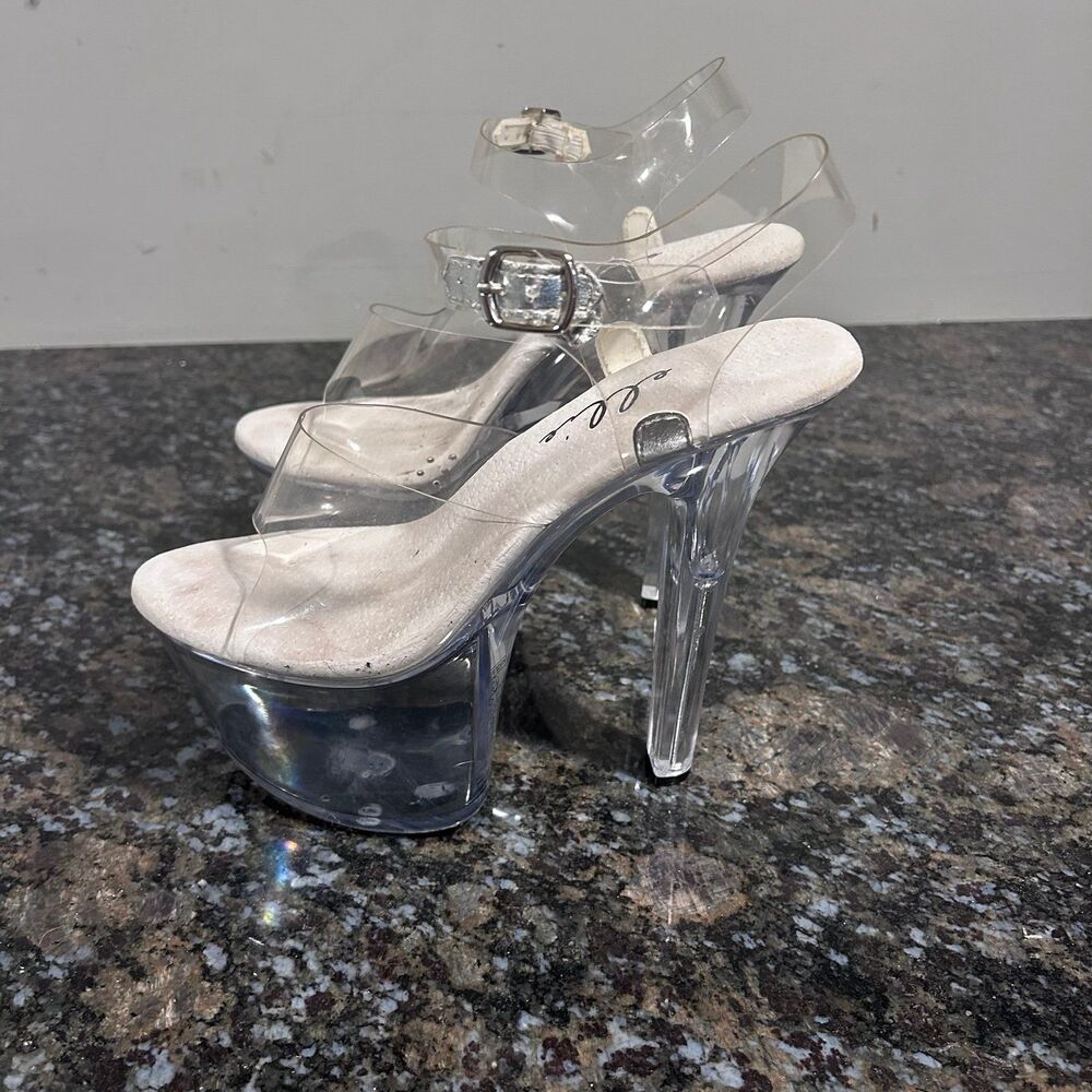 Ellie Platform Sexy Stiletto Heels 7 in. Clear Bottom Sz 10 Women’s - Picture 4 of 9